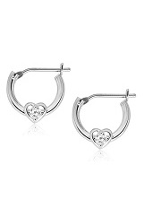 fine white gold heart cubic zirconia baby huggie earrings
